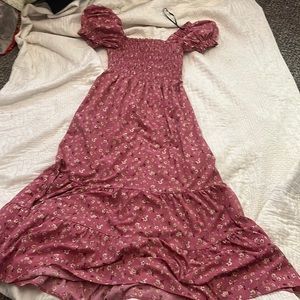 Pink summer ruffle sleeve picnic dress